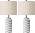 20.5" White Modern Ceramic Bedside Lamp Set of 2 for Bedroom Decor Farmhouse Table Lamp for Living Room Office Dorm