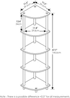Furinno Turn-N-Tube Corner Shelf Set of 2, 5-Tier Corner Bookshelf, Open Storage Shelves, for Organization and Storage, Living Room, Home Office, Garage, Beech