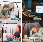 LED Desk Lamp with Two Heads, Clamp On Desk Lamps, 12W, 2000 LMS, CRI>90, 5 Color Modes (2700K-6500K), Various Brightness Levels, Adapter Included