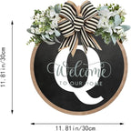 Circular Surname Front Door Welcome Sign - 26 Letter House Wreath, Front Porch Decorations, Year-Round Home Decor (Q)