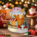 innodept12 Light-Up Gingerbread Village House Christmas Decor – Ice Cream Chalet Collectible Shop Figurine for Indoor Holiday Home Decoration