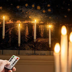 Homemory 2 Pcs Waxy Flameless Taper Candles with Remote, Led Flameless Candlesticks Classic Tall Candle, Flickering Battery Operated Taper Candles for Bedroom, Dining Room, White, 9.6 inches
