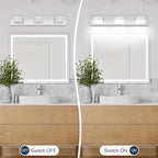 Bathroom Vanity Lighting Fixtures Over Mirror (3-Light, 24-Inch) Dimmable Modern LED Bathroom Wall Lighting Fixtures, Chrome (3000K/3500K/4000K/5000K/6000K)