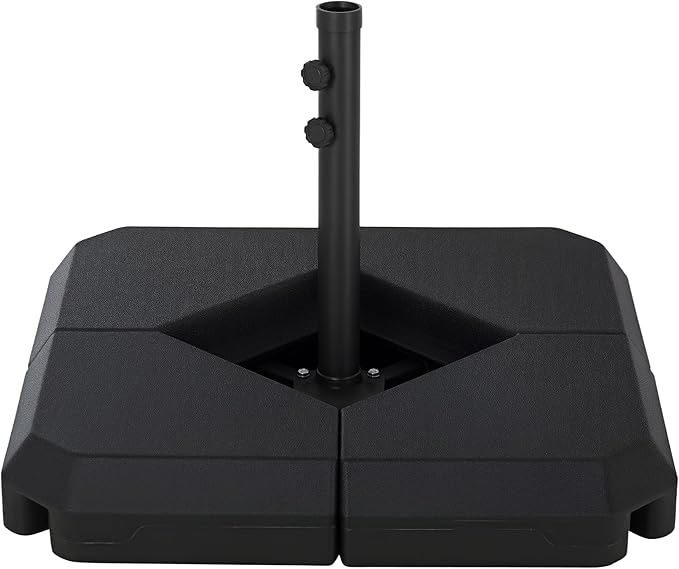 Outsunny 4-Piece Outdoor Patio Offset Umbrella Base Stand Weight Holder w/Cross Base for Powerful Support, 158lbs Sand or 132lbs Water Filled, Black