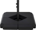 Outsunny 4-Piece Outdoor Patio Offset Umbrella Base Stand Weight Holder w/Cross Base for Powerful Support, 158lbs Sand or 132lbs Water Filled, Black