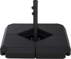 Outsunny 4-Piece Outdoor Patio Offset Umbrella Base Stand Weight Holder w/Cross Base for Powerful Support, 158lbs Sand or 132lbs Water Filled, Black