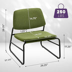 DAICO Modern Accent Chair Armless Sling Accent Chairs Comfy Upholstered Side Sitting Chairs with Metal Frame for Living Room Bedroom Balcony Garden, Linen, Green