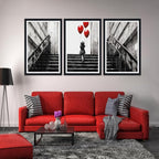 Novatique Banksy Canvas Wall Art Modern Teen Graffiti Wall Decor Abstract Girl and Balloon Painting Street Art Posters for Living Room,24" x 36" x 3pcs