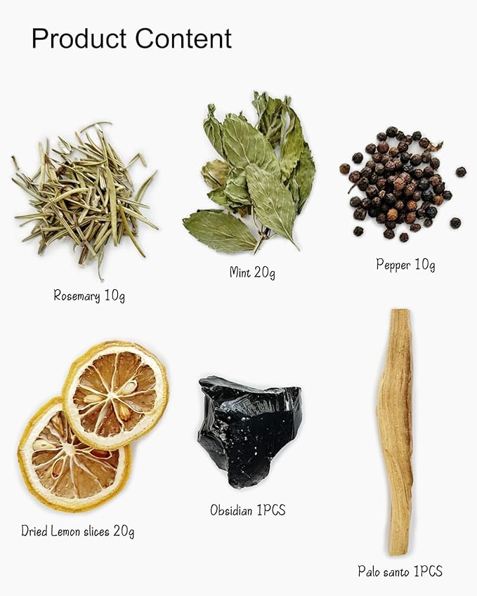 Spring Potpourri Simmering, Simmer Pot Mix Dried Lemon Slices, Rosemary, Peppercorn, Palo Santo, Black Obsidian - Stovetop Potpourri Hostess Gift(Ultimate Energy Cleanse)