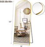 Suidia Arched Full Length Mirror, 58"x18" Floor Mirror Freestanding, Floor Standing Full Body Mirror with Stand for Bedroom, Hanging Leaning Mounted for Living Room Cloakroom, Gold