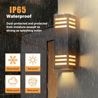 Dusk to Dawn LED Outdoor Light Fixture Wall Mount,Black Square Porch Lights Outdoor,Modern Exterior Wall Sconce Lights 13In, Bulb Includes Up Down Outside Wall Light for House Front Door