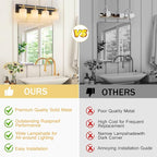 4 Light Modern Bathroom Light Fixtures Over Mirror, Black Gold Vanity Lights for Bathroom Wall Sconces with Milky White Glass Shades, E26 Socket (Bulbs Not Included)