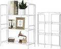 Crofy No Assembly Folding Bookshelf for Living Room, 3 Tier White Collapsible Book Shelf for Home Office, Portable Bookcase Storage Organizer