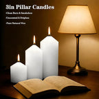 White Pillar Candles Bulk Set of 12, 3 Different Lengths 3 x 3/6/8 Inch (4 Each), Hurricane Candles, Dripless Unscented Smokeless, Gives You a Better Atmosphere When Organizing an Event Party.
