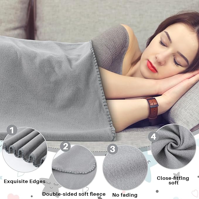 Newwiee 70 Pcs Fleece Throw Blankets Bulk 50'' x 60'' Oeko-tex Standard 100 Certified Spring Outdoor Wedding Guest Blankets Lightweight for Sleepover Donation Lap Pet Sofa Home (Gray)