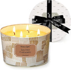 HomeLights Soy Wax Candles for Home Scented, 4-Wick Candles in Salted Caramel Scented, Rustic Modern Aromatherapy Candles Gift for Parties, Relaxing, 18oz
