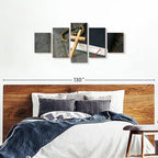 Elephant Stock Cross Canvas - 5 Panel Christian Pictures Decor - Canvas Print Wall Decor - Christian Cross Wall Art - 74" X 34"