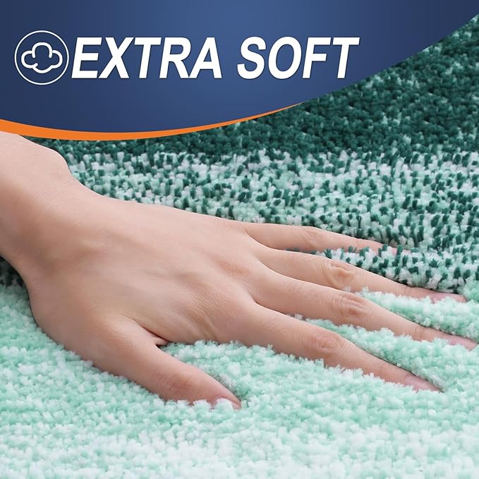 OLANLY Bathroom Rug Set 2 Piece, Soft Absorbent Microfiber Bath Mats and U-Shaped Contour Toilet Rug, Non-Slip, Machine Wash Dry, Plush Shaggy Bath Mats for Bathroom (30"x20"+24"x20", Blackish Green)