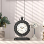 Vintage Table Clock, Desk and Shelf Mantel Clock, Antiques London Style Black Decor Clocks, for Farmhouse, Living Room, Bedroom, Bedside, Gift (8.8" H x 6.3" W)