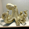 Gold Octopus Vintage Statue Sculpture Frgurine Gift for Home Office Living Room Desktop Display Decor Decorative