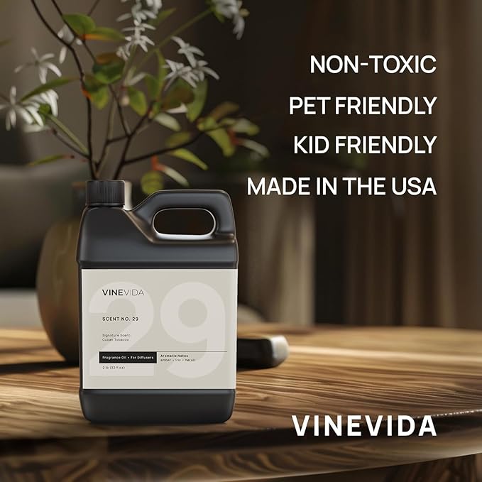 VINEVIDA [32 Fl Oz] Cuban Tobacco Fragrance Oil for Cold Air Diffusers, Essential Oils for Diffuser Oil Refill & Air Freshener Room Spray