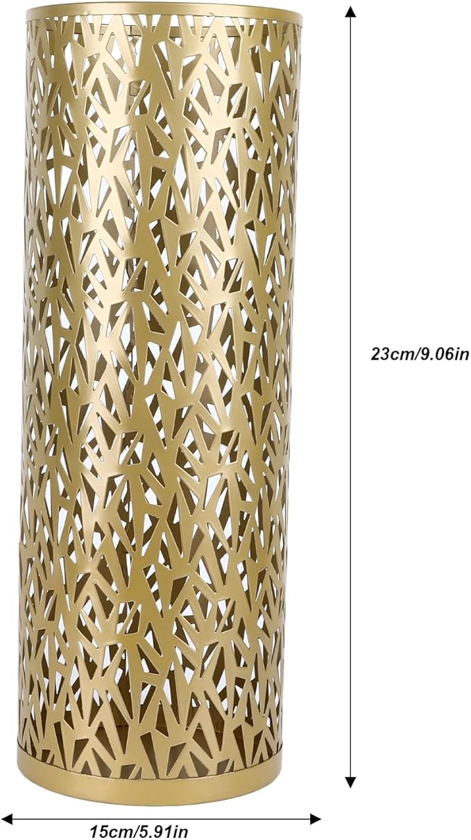Umbrella Stand Umbrella Holder for Entryway,Umbrella Stand Rack,Metal Hollowed Freestanding Round Umbrella Holder Organizer Bin,Umbrella Rack Organizer Freestanding for Home Hotel Office(Small-Gold)