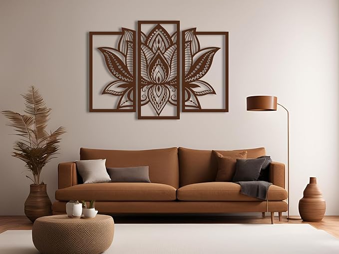 Vailla Wood Wall Art Decor Wall Hanging Sculpture Modern Home Decoration 3 Panels Nature Wall Hangings Large Wooden Wall Arr 3D Textured Sculptures for Living Room Bedroom Office Dinnig Room