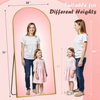 Full Length Mirror, 71" x 32" Arched Full Body Mirror Large Standing Floor Mirrors, Mirrors for Bedroom, Bathroom, Living Room Standing or Wall Leaning, Gold