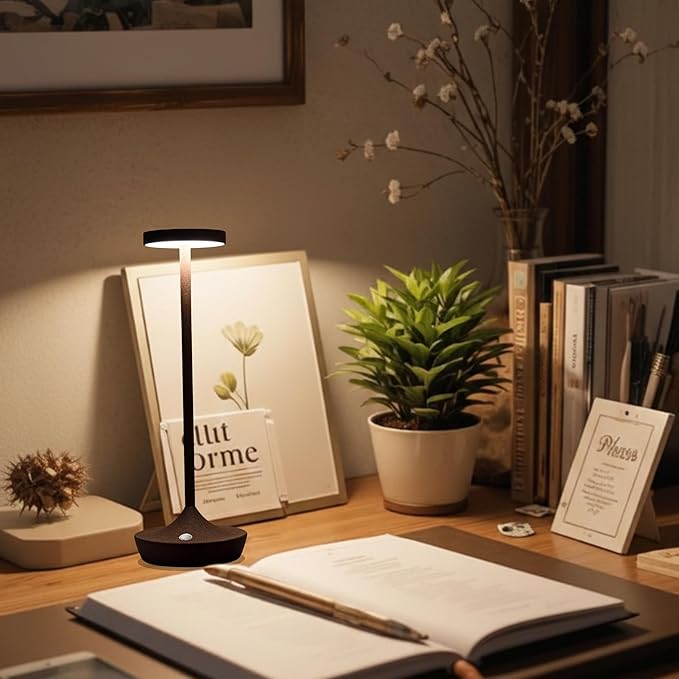 Rechargeable Cordless Table Lamp, LED Portable Powered LED Battery Light 6000mAh USB Desk Lamp Outdoor Waterproof Table Lamps for Patio Restaurant Dining (2 Rust)