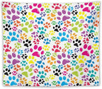 VUMIVI Dog Paw Tapestry Funny Colorful Cartoon Animal Footprints Blue Black Red Tapestry Wall Hanging for Living Room Bedroom Dorm Classroom Aesthetic Decor W60xL50in