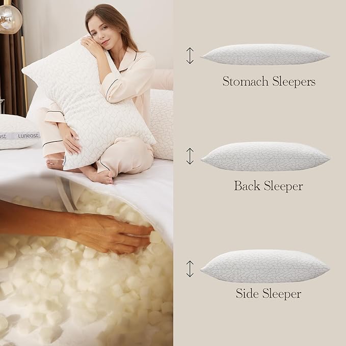 Memory Foam Pillows for Sleeping Adjustable Breathable Bed Pillow for Side, Back, and Stomach Sleepers Washable Pillow Cover Dream Cloud King Size 18X34 in