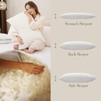 Memory Foam Pillows for Sleeping Adjustable Bamboo Blend Breathable Bed Pillow for Side, Back, and Stomach Sleepers Washable Pillow Cover Dream Cloud Queen Size 18X28 in
