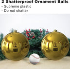 Gold 8.0" Extra Large Christmas Ornaments - Christmas Tree Decoration Balls Shatterproof Hanging Shiny Balls for Birthday Holiday Wedding Decorations Set of 2pcs