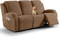 VANSOFY Recliner Couch Cover, 8-Pieces Stretch Recliner Sofa Cover Soft Jacquard Reclining Slipcover Furniture Protector with Elastic Bottom for Kid, Pets(3 Seat,Light Coffee)