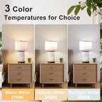 Set of 2 Ceramic Table Lamps with 3 Color Temperatures, Nightstand Table Lamps with AC Outlet, USB A & C Charging Port, Bedside Lamps for Living Room, Bedroom, Office Reading, Walnut
