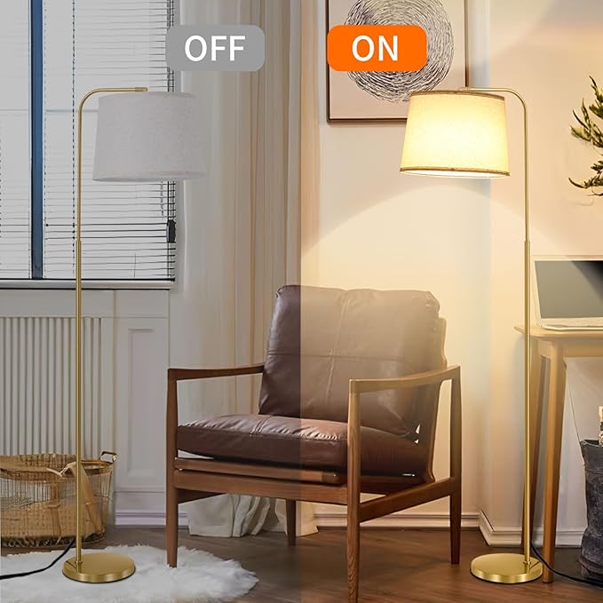 Floor Lamp for Living Room, Dimmable Modern Floor Lamps for Bedroom, Remote Control Modern Corner Standing Lamps, Nursery Industrial Adjustable Arc Tall Lamp with 9W Bulb for Office Reading