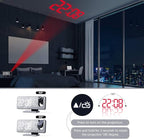 Projection Alarm Clock for Bedroom Ceiling Digital Clock Radio with USB Charger Ports 180° Rotatable Projector, 12/24H,Snooze,Dual Loud Alarm Clock (Black)