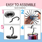 Circular Tie Hanger Updated Twirl Tie Rack Adjustable Twirl Tie Rack Tie Belt, Multipurpose Organizer for Closet Storage(Black)