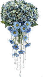 Kimura's Cabin 6pcs Artificial Silk Hydrangea Flowers Vintage Fake Bouquets Faux Hydrangeas Flower with Stems for Wedding Party Autumn Farmhouse Home Table Core Decoration (Deep Lake Blue)