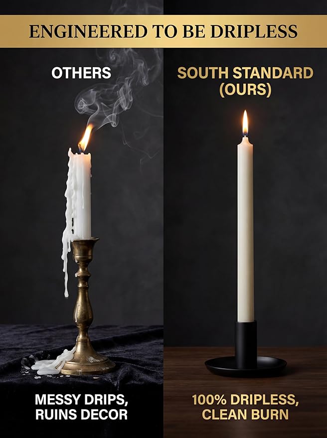 Premium White Taper Candles Stick | Bulk12 Pack | 9'' Inches | Dripless, Unscented, Smokeless Dinner Candlesticks | 7+ Hour Long Burning for Elegant Weddings, Parties & Home Decor