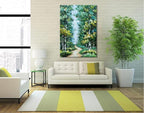 Alenoss Hand Painted Oil Painting on Canvas, Abstract Forest Landscape Painting, 28x40 inches, Green Artwork for Living Room Bedroom