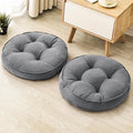 Floor Pillow Set of 2, Memory Foam Floor Cushions for Adults, Large Meditation Pillow for Sitting, 22 x 22 Inches (Round | Grey)