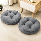 Floor Pillow Set of 2, Memory Foam Floor Cushions for Adults, Large Meditation Pillow for Sitting, 22 x 22 Inches (Round | Grey)