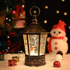 Christmas Snow Globe Lantern-Water Lantern with Music and Christmas Snowman-USB or Battery-Powered Christmas Lanterns, Rotating Flashing Lanterns, Christma Decorations（Snowman）