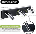 OKELI Bathroom Light Fixtures Black Modern 3-Lights Vanity Light Over Mirror LED Dimmable 350° Adjustable Lamp Head 24W 6000K Cool White ETL Listed 24 Inch