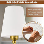 Kvhilw Bathroom Vanity Light, Brushed Gold Bathroom Light Fixtures, 5-Light Lighting Fixtures Over Miror, Modern Wall Sconce with Flared White Fabric Shade, E26 Socket(ETL Listed)