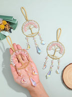 CrystalTears Crystal Tree Life Hanging Ornament Handmade Rose Quartz Clear Quartz Healing Crystal Gemstone Glass Suncatcher for Home Window Wall Decoration Crystal Gifts for Women Men Friends