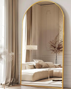 Antok Full Length Mirror, 78"x38" Floor Mirror, Arched Floor Standing Freestanding Arch Full Body Mirrors with Stand for Bedroom, Hanging Mounted for Living Room Cloakroom,Gold
