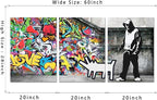 Novatique Classic Graffiti Wall Art Banksy Canvas Wall Art Street Pop Art Framed Ready to Hang Colorful Graffiti Picture Wall Decor for Living Room Bedroom, 20" x 28" x 3Pcs
