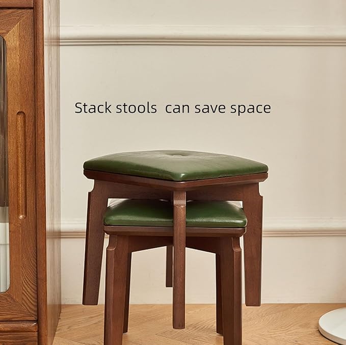 Small Footstool Ottoman 10 inch Faux Leather Wooden Step Stool Foot Stool Ottoman for Kitchen Living Room Bedroom Entryway